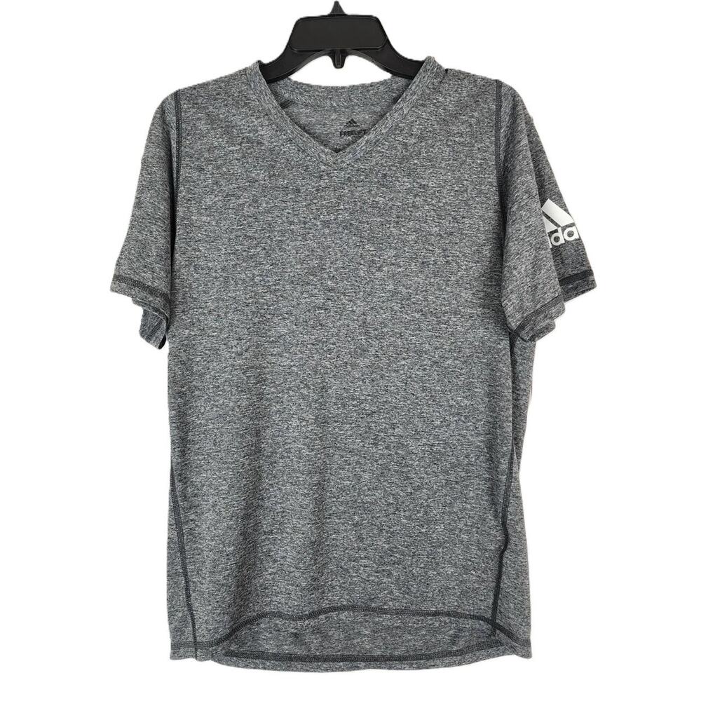 Adidas Mens Freelift V Neck T Shirt Sz Small Black Heather Stretch Training NWT